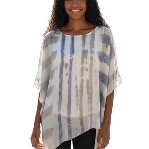 SHAN Women's Blue and Gray Striped Blouse Sz.M